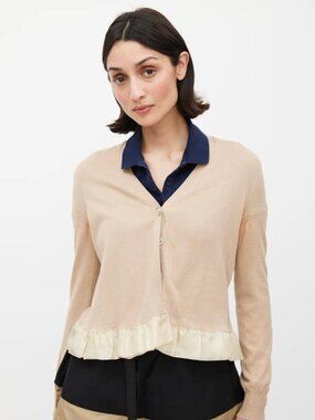 Vintage Miu Miu Beige Ruffle Cardigan Made in Italy